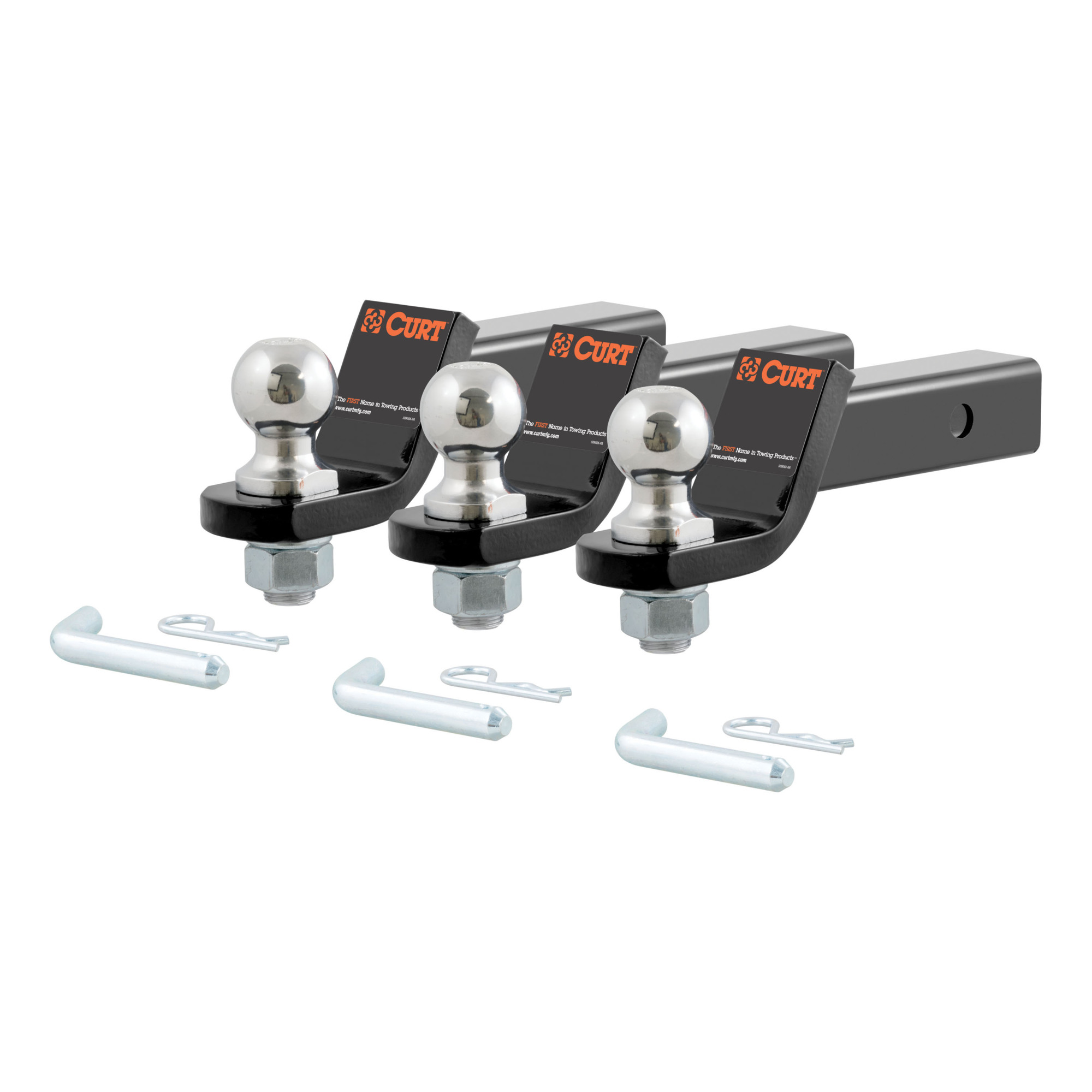 Curt Manufacturing, Loaded Ball Mounts w/ 2in. Balls (2in. Shank, 2in. Drop, 3-Pack), Model# 45037
